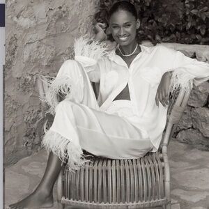 Hutch Silk Feather Trim Pajamas